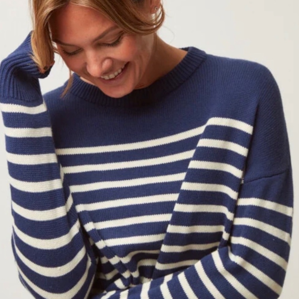 Minnow - women's navy and cream stripe knit sweater